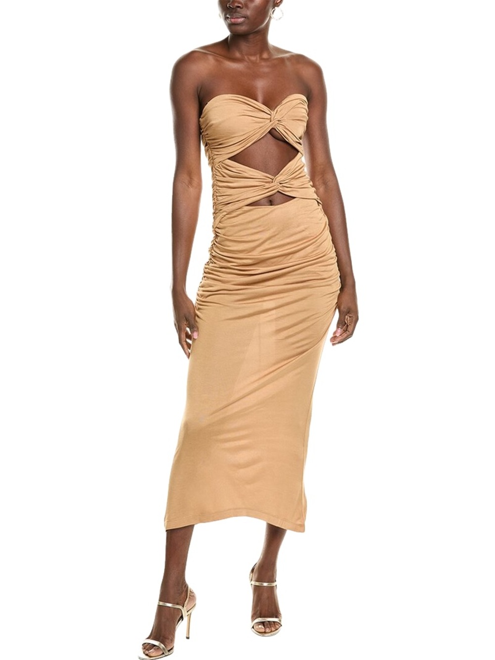 REVOLVE Camel Twist Cutout Strapless Maxi Dress